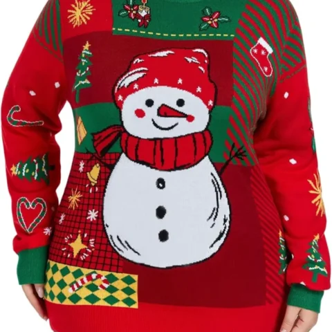 Women’s funny ugly knit Christmas jumper, long sleeves, plus size