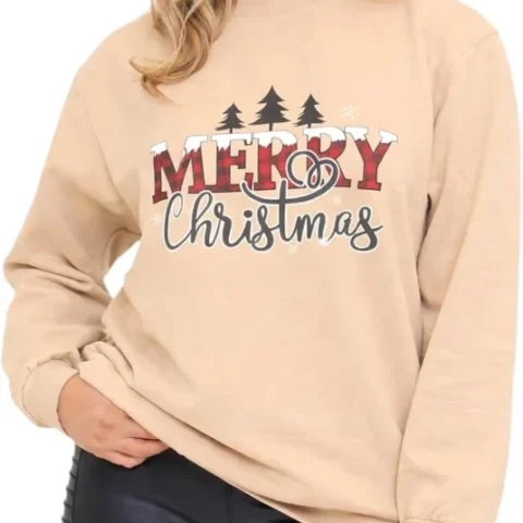 Women’s oversized Merry Christmas tree sweatshirt, UK sizes 8 to 14
