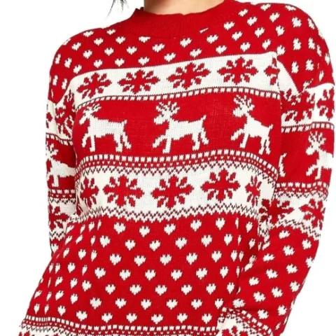 Women’s reindeer and snowflake Christmas jumper, sizes 8 to 24