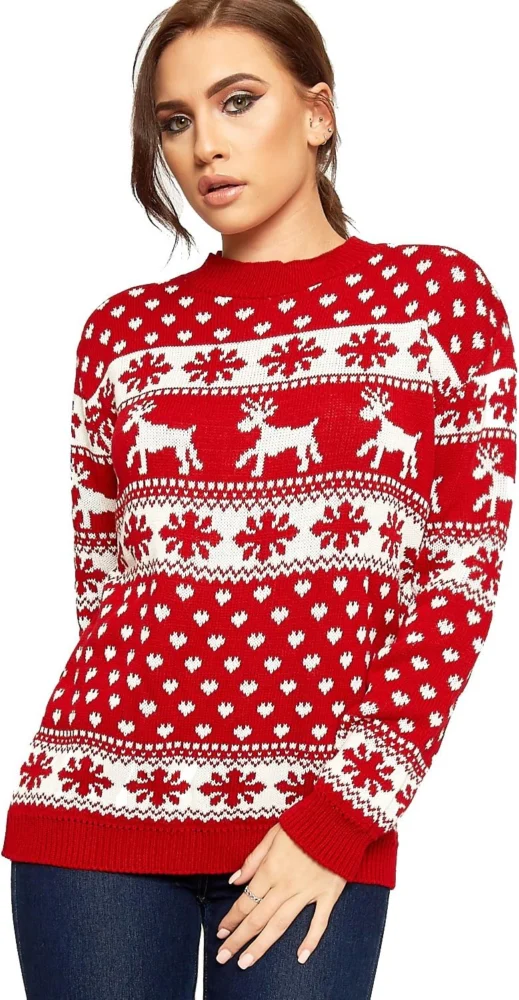 Women’s reindeer and snowflake Christmas jumper, sizes 8 to 24