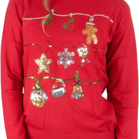 Women’s sequin Christmas sweatshirt jumper, UK sizes 8 to 18