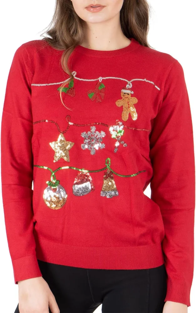 Women’s sequin Christmas sweatshirt jumper, UK sizes 8 to 18