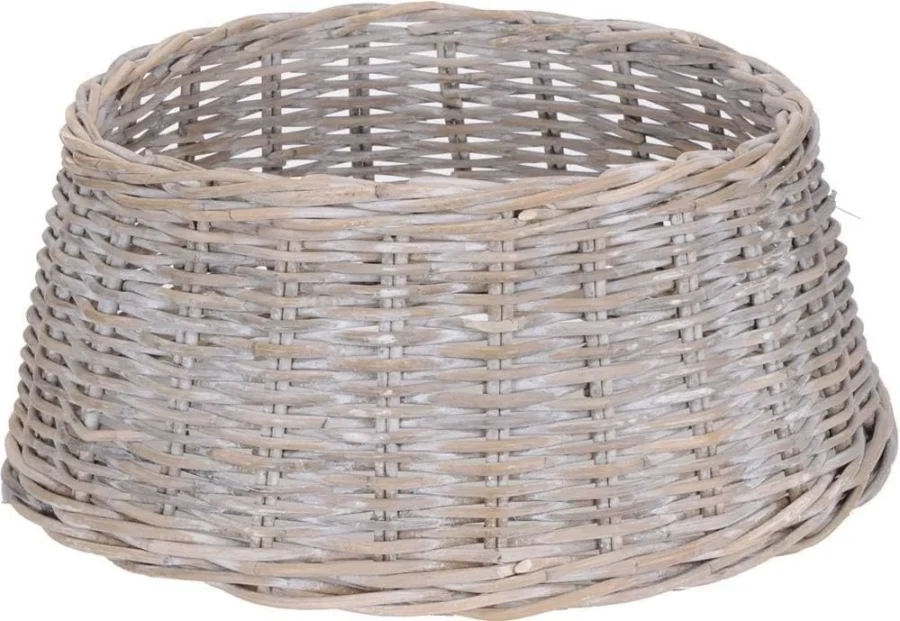 Woven wicker tree skirt in washed white, 50 cm, for trees to 7ft